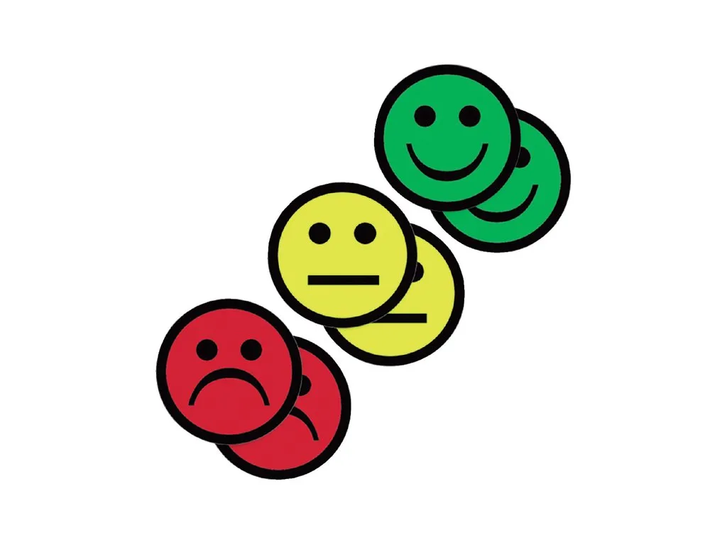 Magneet smiley 25mm emotie bedroefd rood 5 stuks